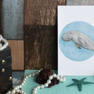 A6 Art Print of Marine Animals on Glossy Paper – Options here include: Dugong, Manta Ray, Narwhal and Squid
