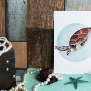 A6 Glossy Art Print of Marine Animals – Options include: Sea Turtle, Bottlenose Dolphin, Seahorse or Octopus