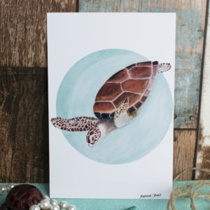 A6 Glossy Art Print of Marine Animals – Options include: Sea Turtle, Bottlenose Dolphin, Seahorse or Octopus