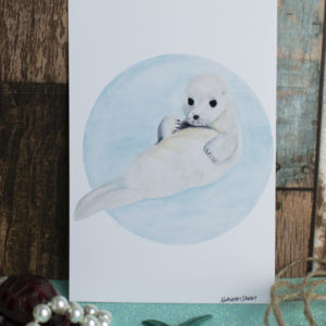 A6 Art Print of Marine Animals on Gloss Paper -Options include: Sea Lion, Violet Sea Snail, Seal Pup or Yellow Tang – Seal Pup