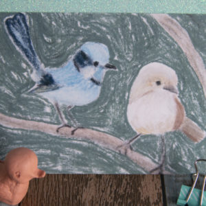 A6 Art Print of Pastel Birds on Glossy Paper
