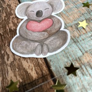 Die-Cut Glossy Sticker of a Koalas with a Love Hearts