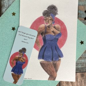 Black Pin-Up Girl in Purple - Prints or Bookmark